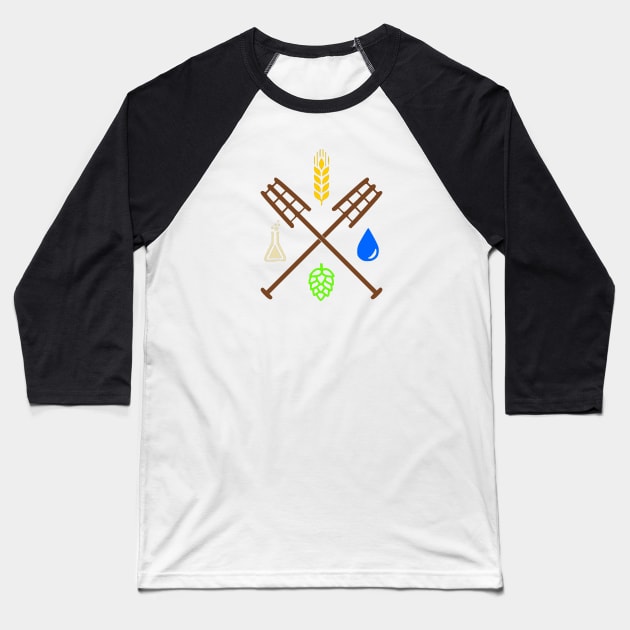 Beer Ingredients Dueling Paddles [Color] (No Outline) Baseball T-Shirt by PerzellBrewing